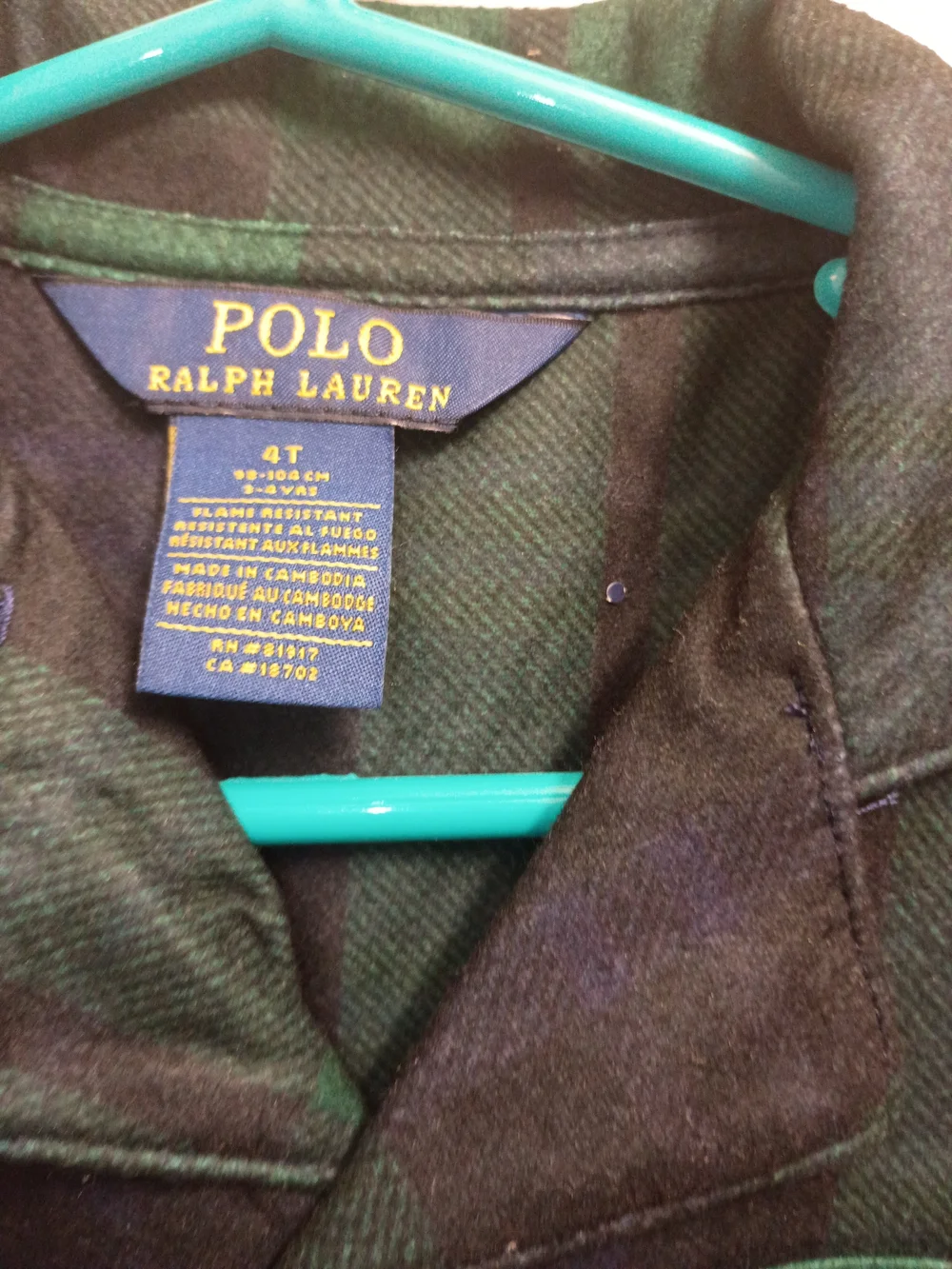 Polo by Ralph Lauren Boys Green & Navy Plaid Pajama Set